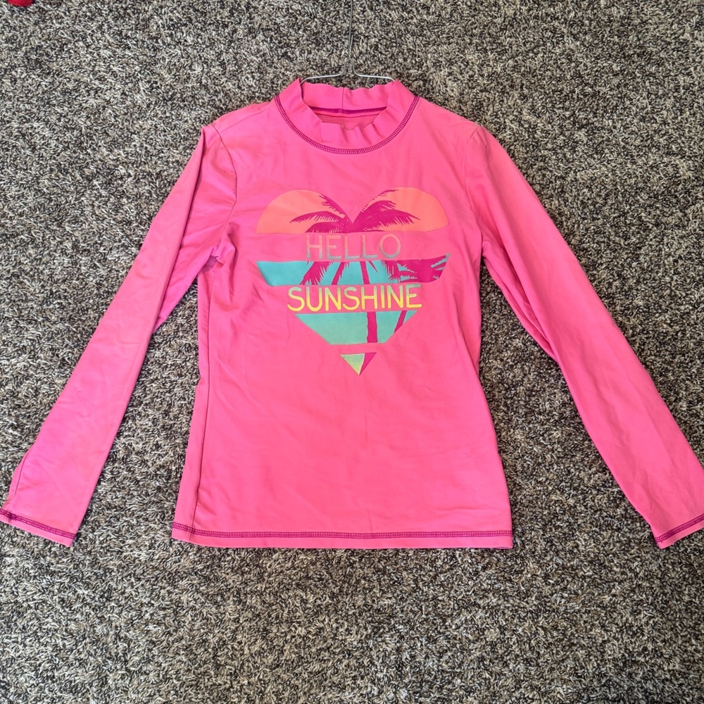 Kids Pink Swim Shirt - Hello Sunshine